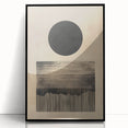 Framed abstract minimalist wall art featuring a sleek black acrylic design, showcasing a modern aesthetic perfect for contemporary home decor, viewed from the front.