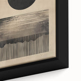 Close-up of a framed minimalist abstract wall art piece showcasing soft pastel colors and geometric shapes, perfect for modern home decor and artistic interiors.