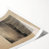 Abstract minimalist wall art print showcasing soft pastel colors and geometric shapes, elegantly rolled and packaged in a durable cardboard tube for easy shipping and display.