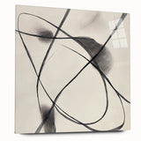 Modern Abstract Wall Art – Dynamic Charcoal Linework on Beige