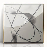 Modern Abstract Wall Art – Dynamic Charcoal Linework on Beige