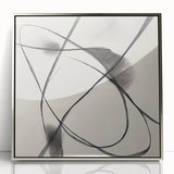 Modern Abstract Wall Art – Dynamic Charcoal Linework on Beige