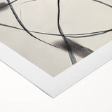 Modern Abstract Wall Art – Dynamic Charcoal Linework on Beige
