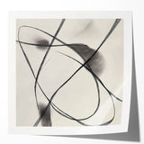 Modern Abstract Wall Art – Dynamic Charcoal Linework on Beige
