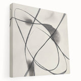 Modern Abstract Wall Art – Dynamic Charcoal Linework on Beige