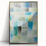 Modern Wall Art: Abstract Patchwork in Cool Tones – Tranquil Contemporary Decor