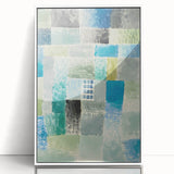 Modern Wall Art: Abstract Patchwork in Cool Tones – Tranquil Contemporary Decor