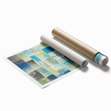 Modern Wall Art: Abstract Patchwork in Cool Tones – Tranquil Contemporary Decor