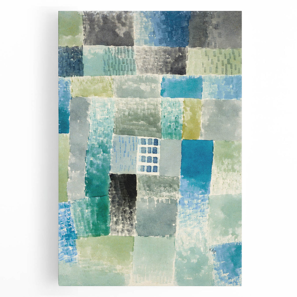 Modern Wall Art: Abstract Patchwork in Cool Tones – Tranquil Contemporary Decor