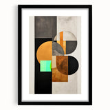 Abstract minimalist wall art featuring a black mat frame, showcasing a geometric design that adds a modern touch to home decor. Ideal for contemporary interiors.