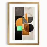 Abstract minimalist wall art framed with a gold mat, showcasing a modern design that enhances contemporary decor, perfect for living rooms or offices.