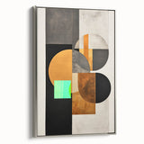 Framed minimalist abstract wall art with silver accents, showcasing a sleek side view that complements modern decor styles, perfect for contemporary interiors.