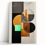 Minimalist abstract wall art in soft pastel colors, featuring organic shapes and gentle curves on a stretched canvas, leaning against a light wall, ideal for modern decor.