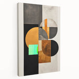 Abstract minimalist wall art on stretched canvas showcasing soft pastel colors and geometric shapes, ideal for modern home decor and aesthetic enhancement.