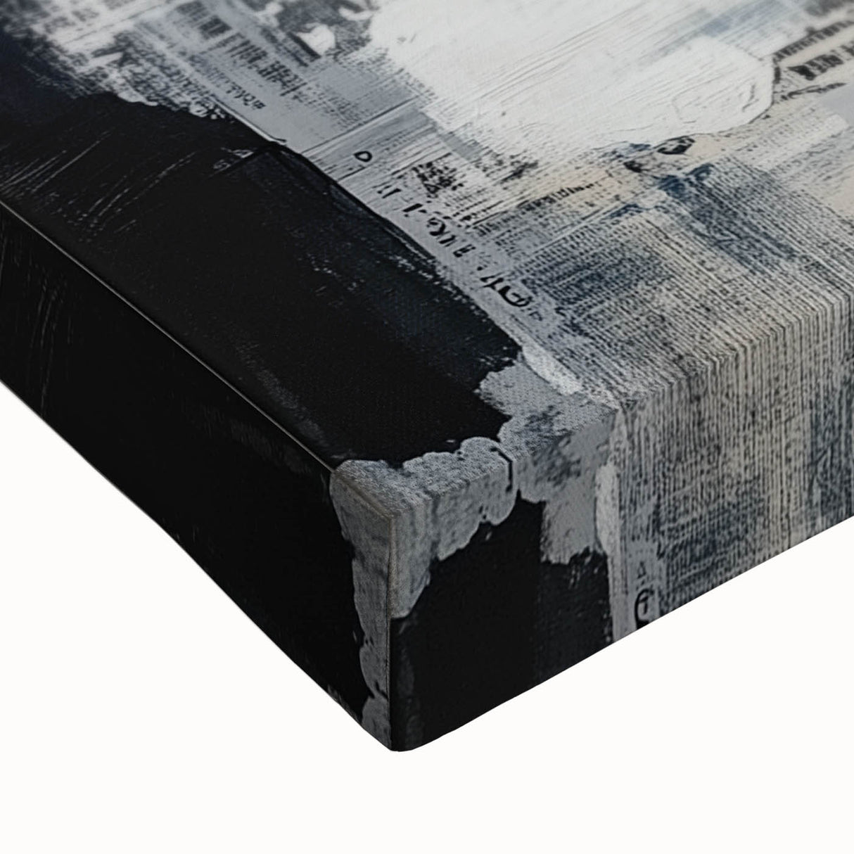 Contemporary Abstract Canvas – Blue, Gray & Textured Collage Art