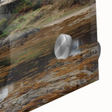 Close-up of an elegant acrylic landscape artwork depicting a serene castle scene, showcasing vibrant colors and fine details, ideal for home decor enhancement.