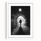 Framed landscape artwork depicting a serene cave scene, showcasing earthy tones and intricate details, perfect for enhancing home decor with a natural touch.