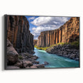 Framed canvas artwork depicting dramatic cliffs and landscapes, showcasing earthy tones and intricate textures, perfect for home decor enthusiasts seeking natural beauty.