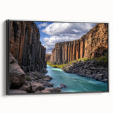 Framed canvas artwork depicting dramatic cliffs and landscapes, showcasing earthy tones and intricate textures, perfect for home decor enthusiasts seeking natural beauty.