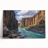Stretched canvas artwork depicting a stunning landscape of cliffs and ocean waves, showcasing vibrant colors and intricate details, perfect for home decor.
