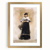 Romantic Art Prints: Young Woman with a Black Skirt - Timeless Portrait