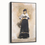 Romantic Art Prints: Young Woman with a Black Skirt - Timeless Portrait