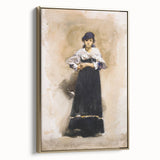 Romantic Art Prints: Young Woman with a Black Skirt - Timeless Portrait