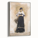 Romantic Art Prints: Young Woman with a Black Skirt - Timeless Portrait