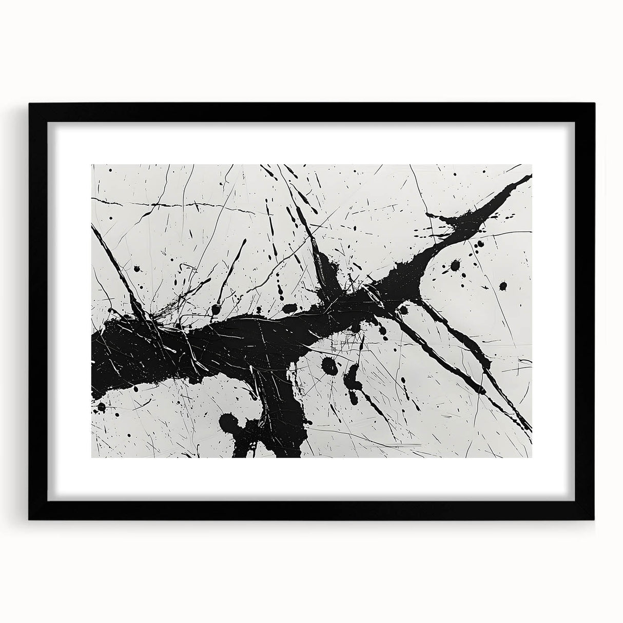 Abstract Black and White Paint Splatter Wall Art – Framed & Canvas