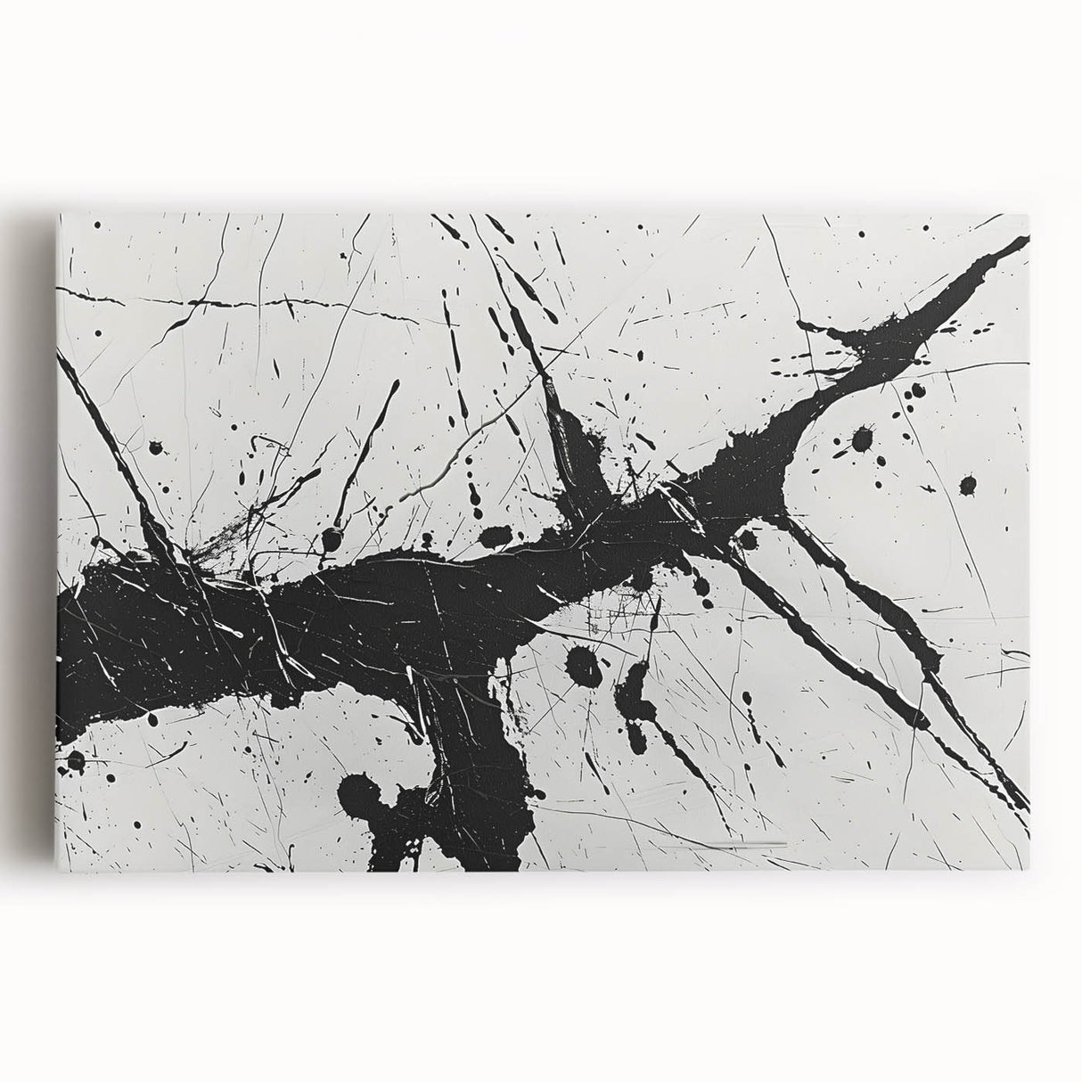 Abstract Black and White Paint Splatter Wall Art – Framed & Canvas
