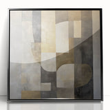 Abstract Geometric Wall Art – Gold and Gray Modern Canvas Print