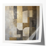 Abstract Geometric Wall Art – Gold and Gray Modern Canvas Print