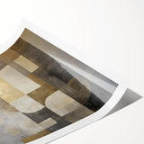 Abstract Geometric Wall Art – Gold and Gray Modern Canvas Print