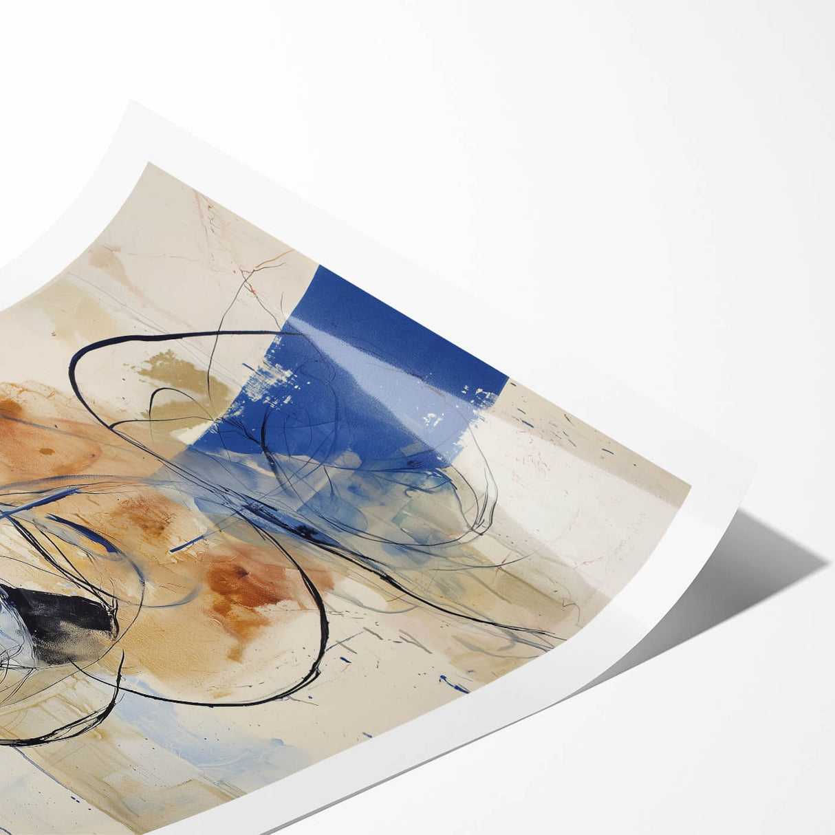 Modern Office Wall Art - Blue & Beige Abstract Corporate Decor