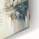 Abstract architectural wall art design printed on acrylic glass, showcasing vibrant colors and intricate geometric patterns, ideal for modern home decor.