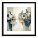 Abstract architecture wall art framed in black, showcasing geometric patterns and modern design elements, ideal for contemporary home decor.