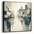 Framed abstract architecture wall art in black, showcasing modern design elements. The side view highlights its sleek profile, perfect for contemporary decor.