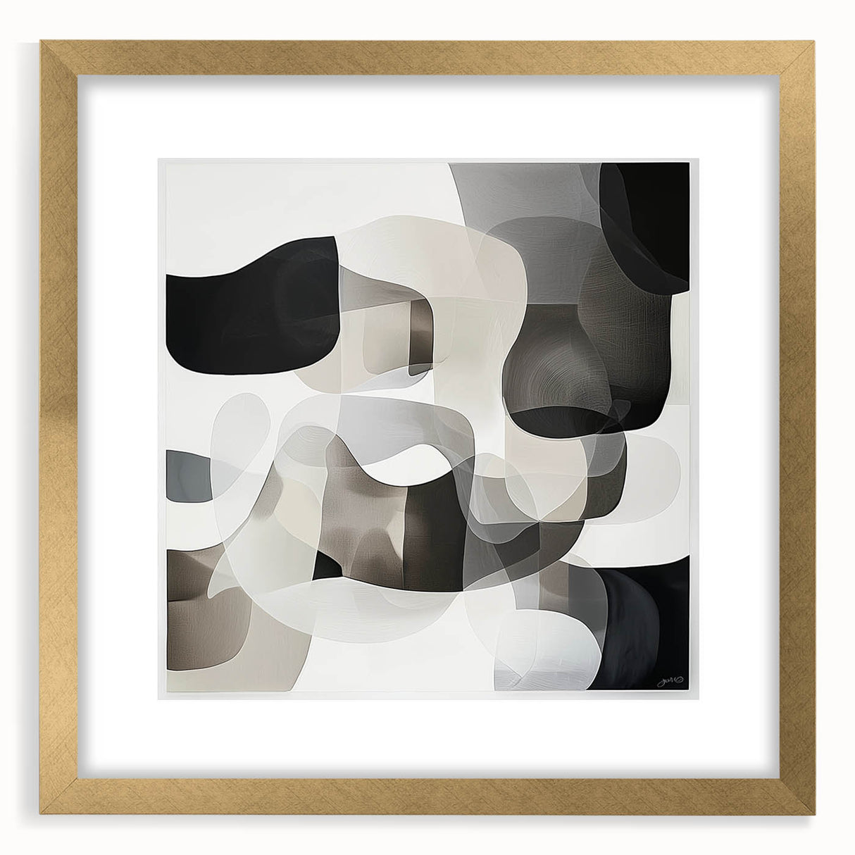 Abstract geometric frame in gold with a matte finish, showcasing a modern design perfect for home decor. Ideal for adding elegance to any interior space, this front view highlights its stylish lines and luxurious color.