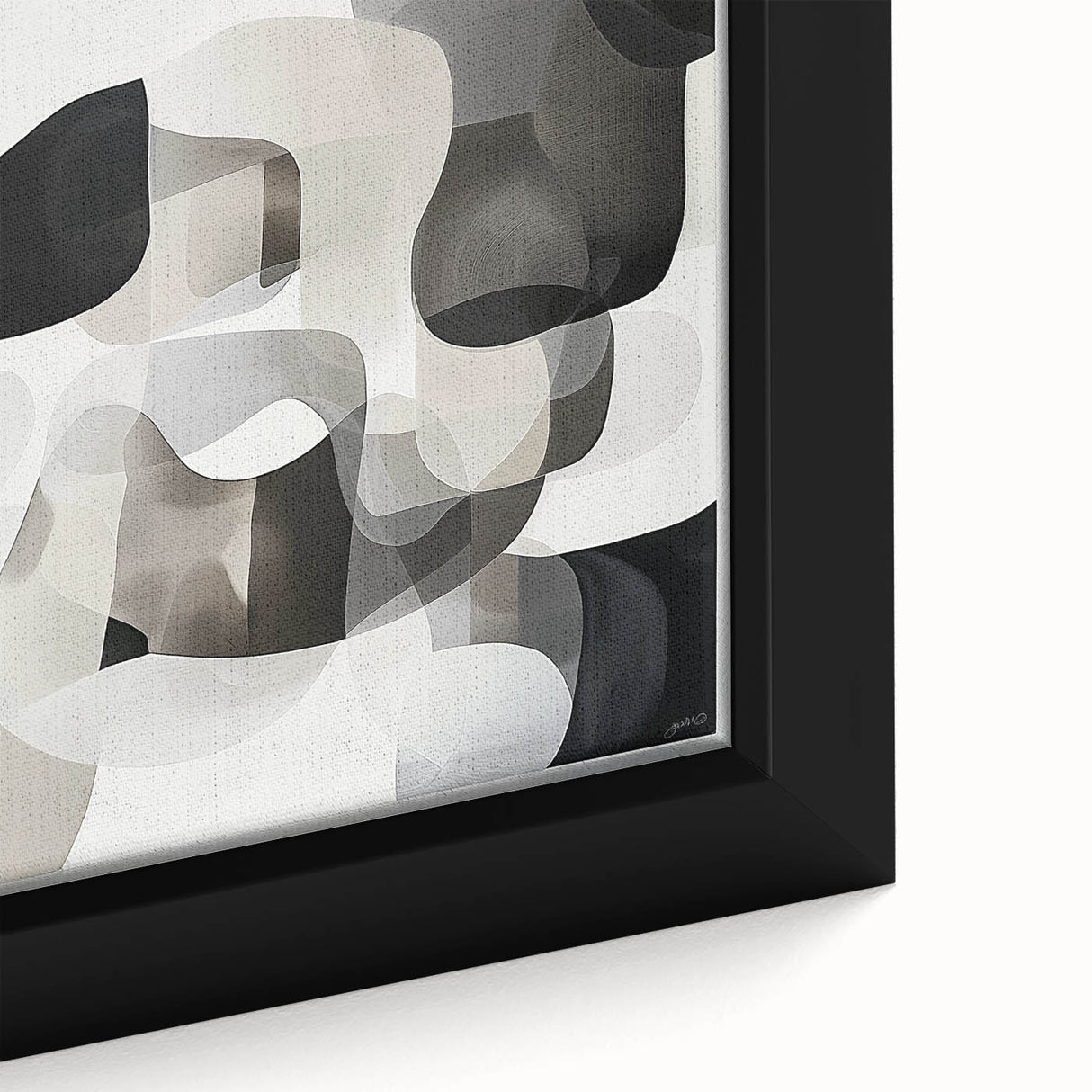 Close-up of a framed geometric abstract canvas artwork showcasing vibrant colors and intricate shapes, perfect for modern home decor and art enthusiasts.