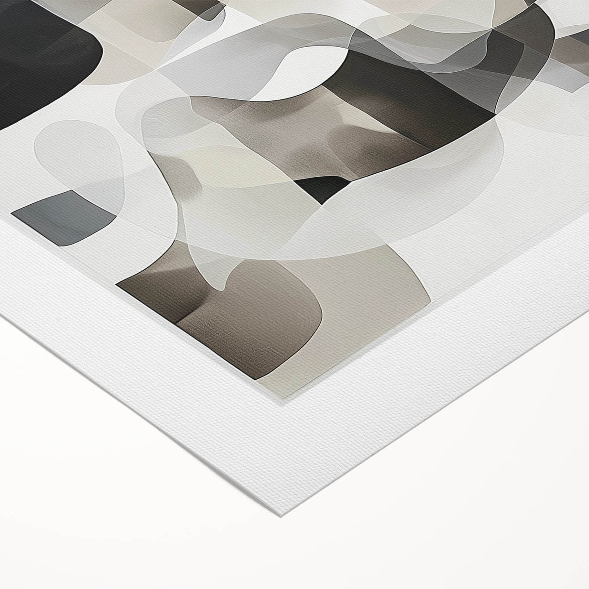 Abstract geometric design on rolled canvas showcasing vibrant colors and intricate shapes, packaged securely in a protective cardboard tube for easy display.