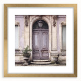 Extra large textured abstract art print featuring a gold-framed door design, suitable for living room decor.