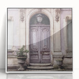 Art Deco style door depicted in a framed acrylic print with pastel shades, ideal for modern art wall decor in a nursery.