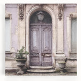 Large black and white photo of a French door design on stretched canvas, ideal for kitchen wall art.