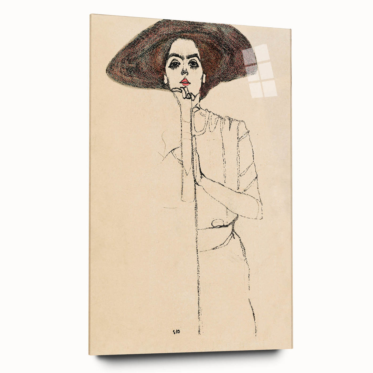 Timeless Art Deco Wall Art - Minimalist Woman in Large Hat Illustration