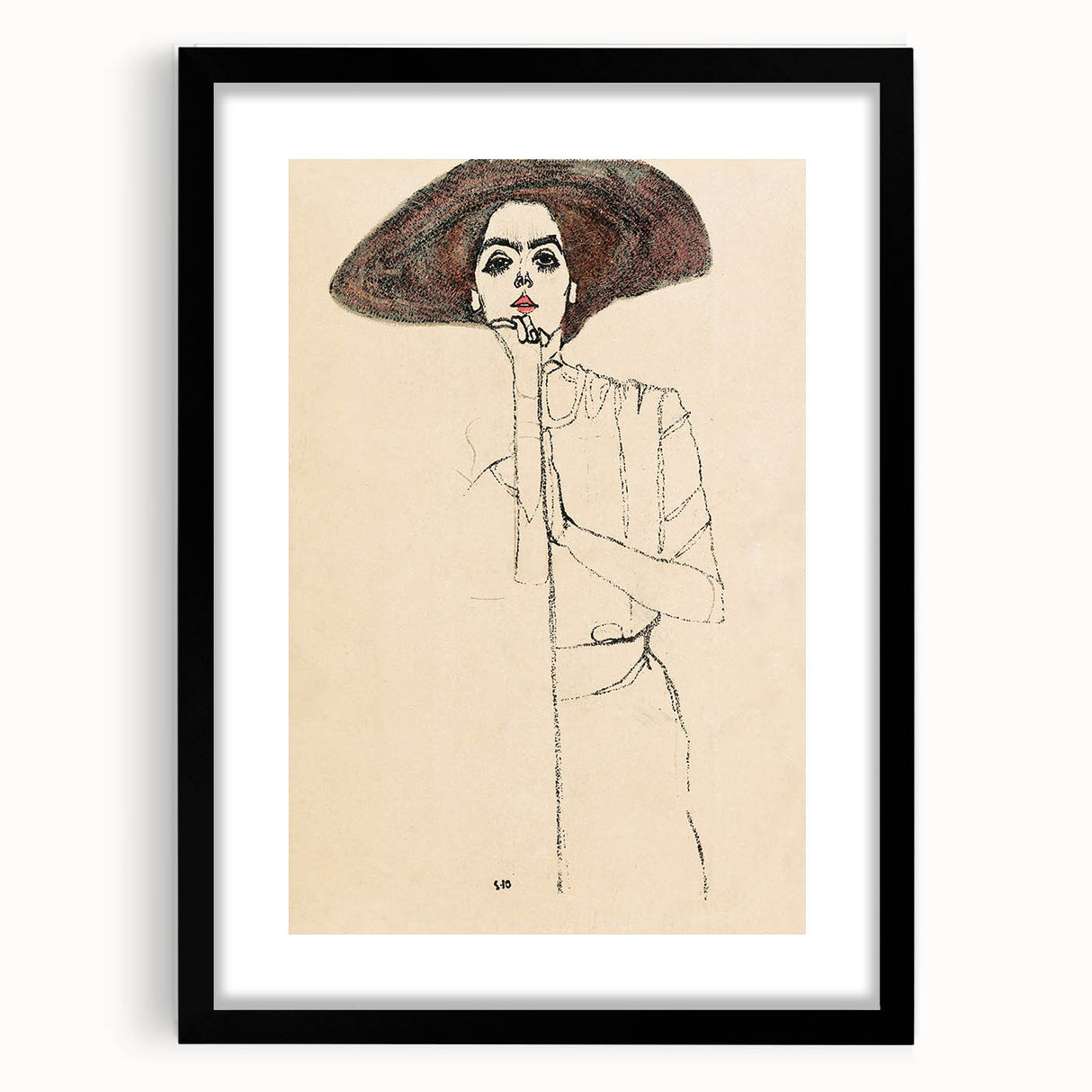 Timeless Art Deco Wall Art - Minimalist Woman in Large Hat Illustration