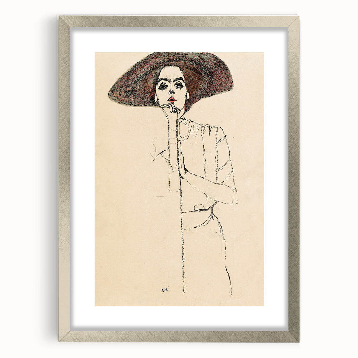 Timeless Art Deco Wall Art - Minimalist Woman in Large Hat Illustration