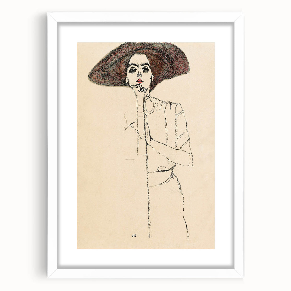 Timeless Art Deco Wall Art - Minimalist Woman in Large Hat Illustration
