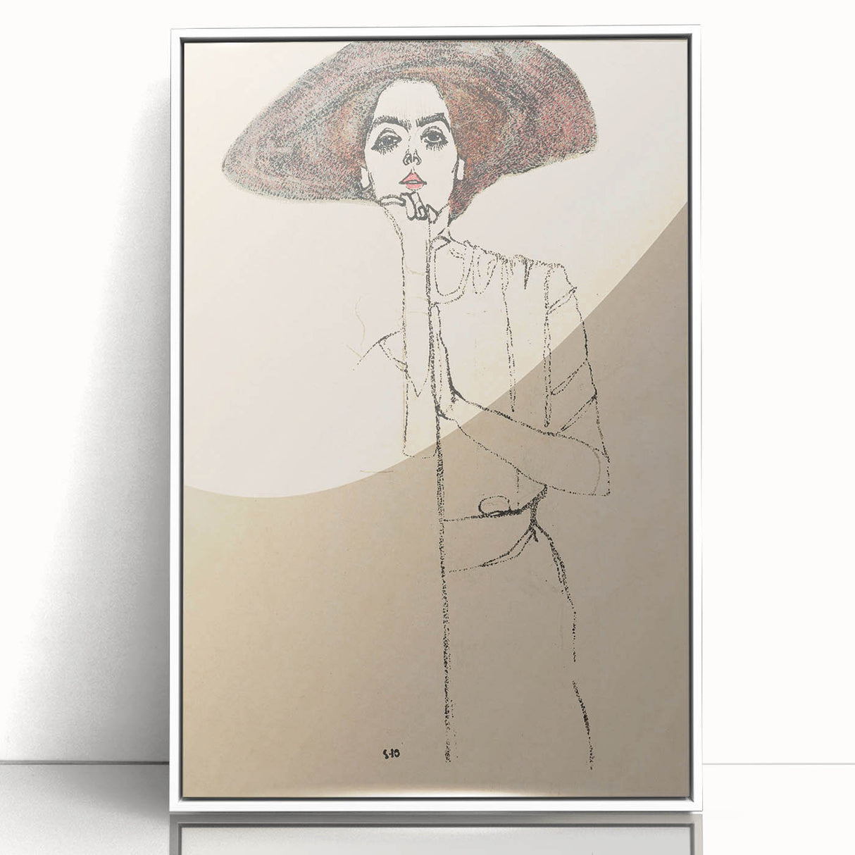 Timeless Art Deco Wall Art - Minimalist Woman in Large Hat Illustration