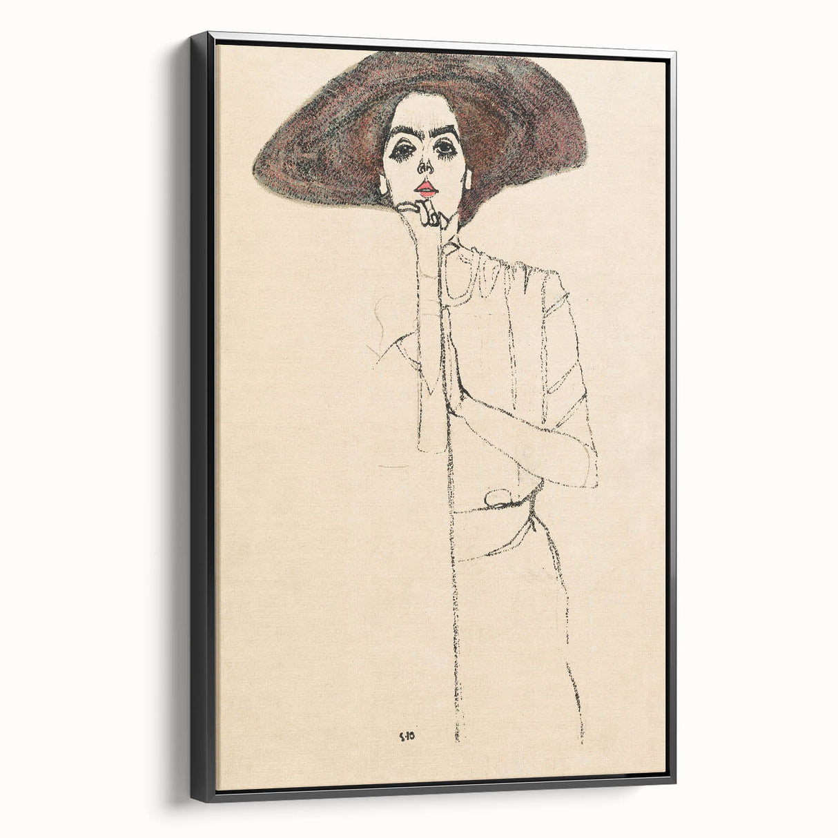 Timeless Art Deco Wall Art - Minimalist Woman in Large Hat Illustration
