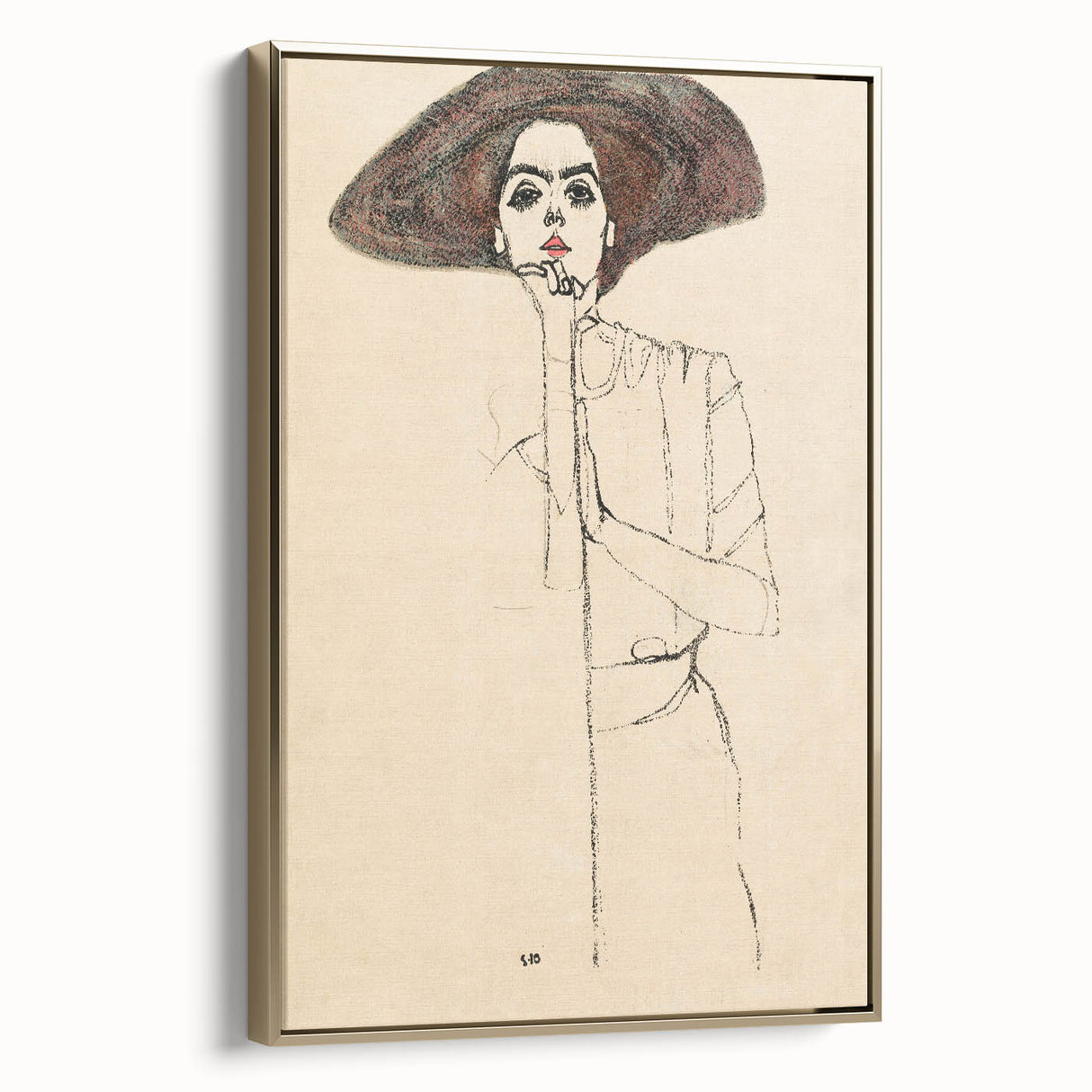 Timeless Art Deco Wall Art - Minimalist Woman in Large Hat Illustration